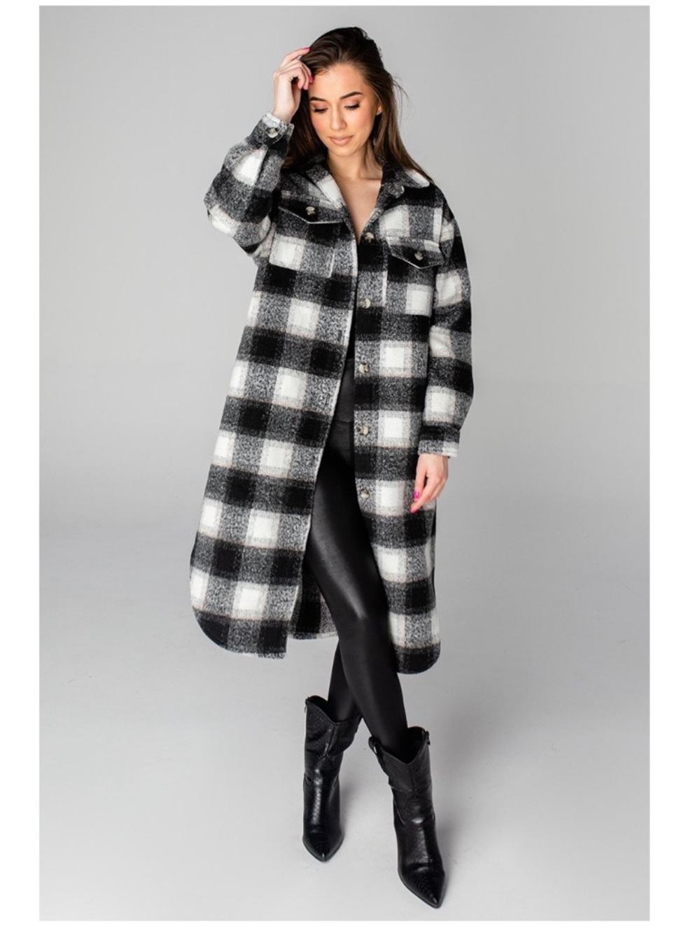 Buddy Love Plaid Long Shacket Coat